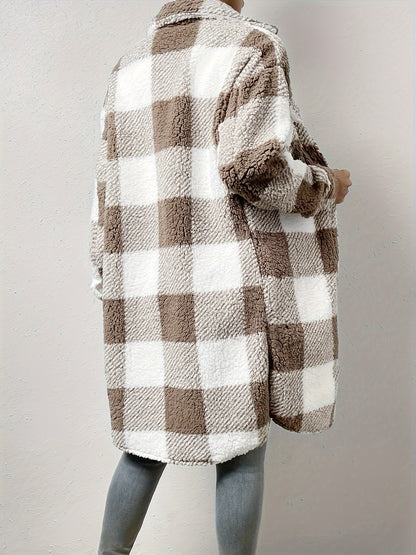 Mira – Kariertes Teddy-Mantel aus Fleece