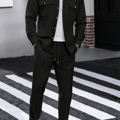 Milan – Casual Waffelstrick Set mit Hemd & Hose