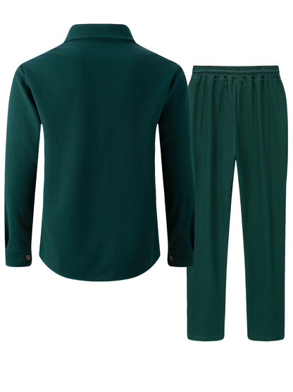 Milan – Casual Waffelstrick Set mit Hemd & Hose