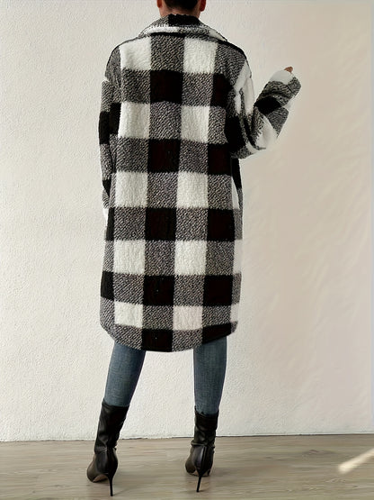 Mira – Kariertes Teddy-Mantel aus Fleece