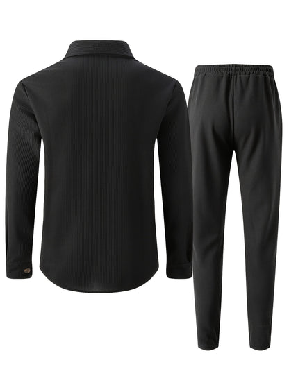 Milan – Casual Waffelstrick Set mit Hemd & Hose