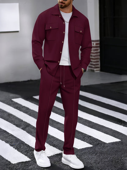 Milan – Casual Waffelstrick Set mit Hemd & Hose