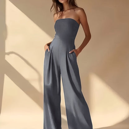 Amalia – Trägerloser Jumpsuit mit weitem Bein