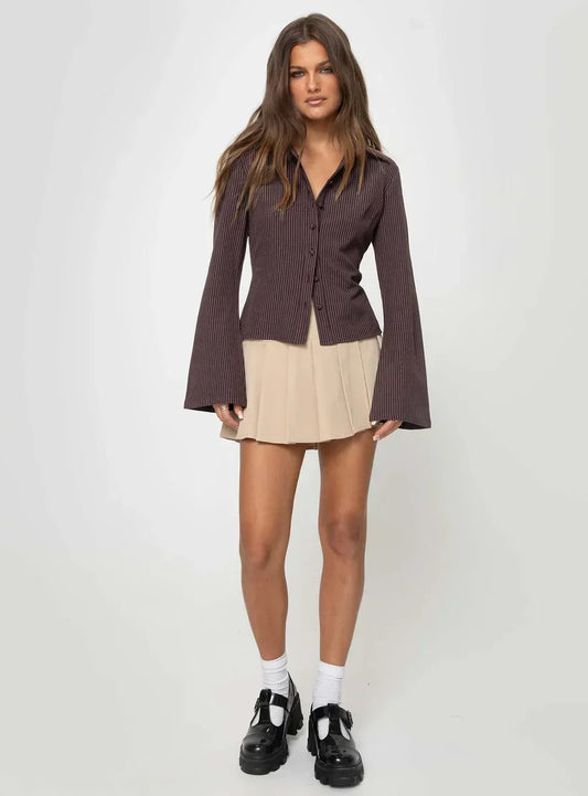 Veronica - Retro-Stil Bluse mit Knopfleiste